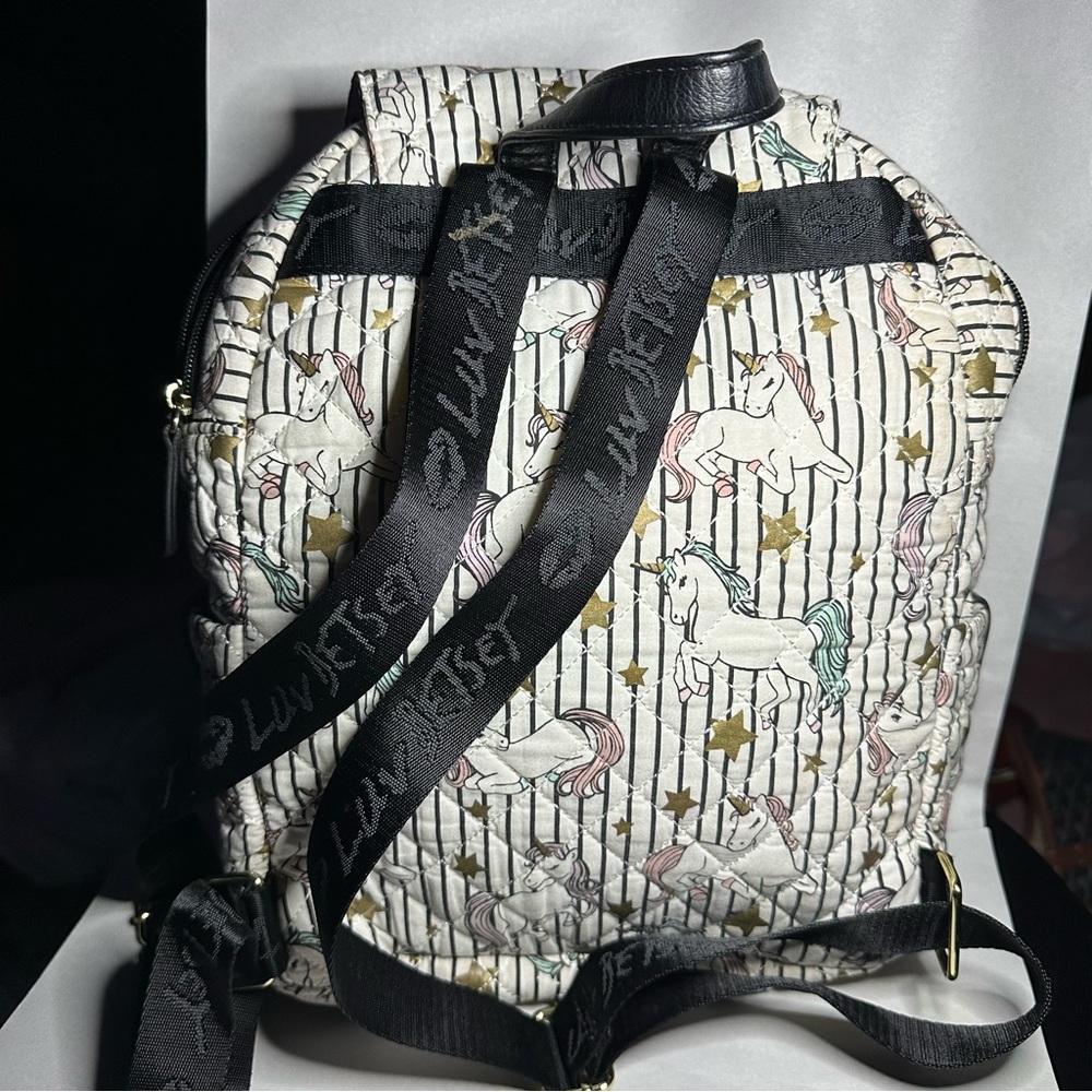 Unicorn Patterned Backpack with Gold Accents - image 5